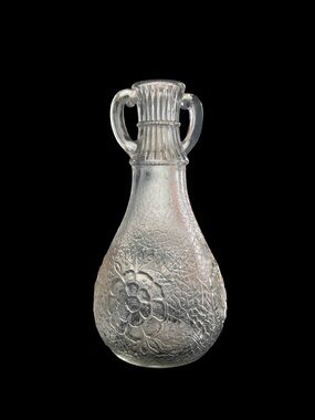 1930’s Tygart Valley Glass Co Museum Bottle Patent No 80853 650-6 Floral Crackle